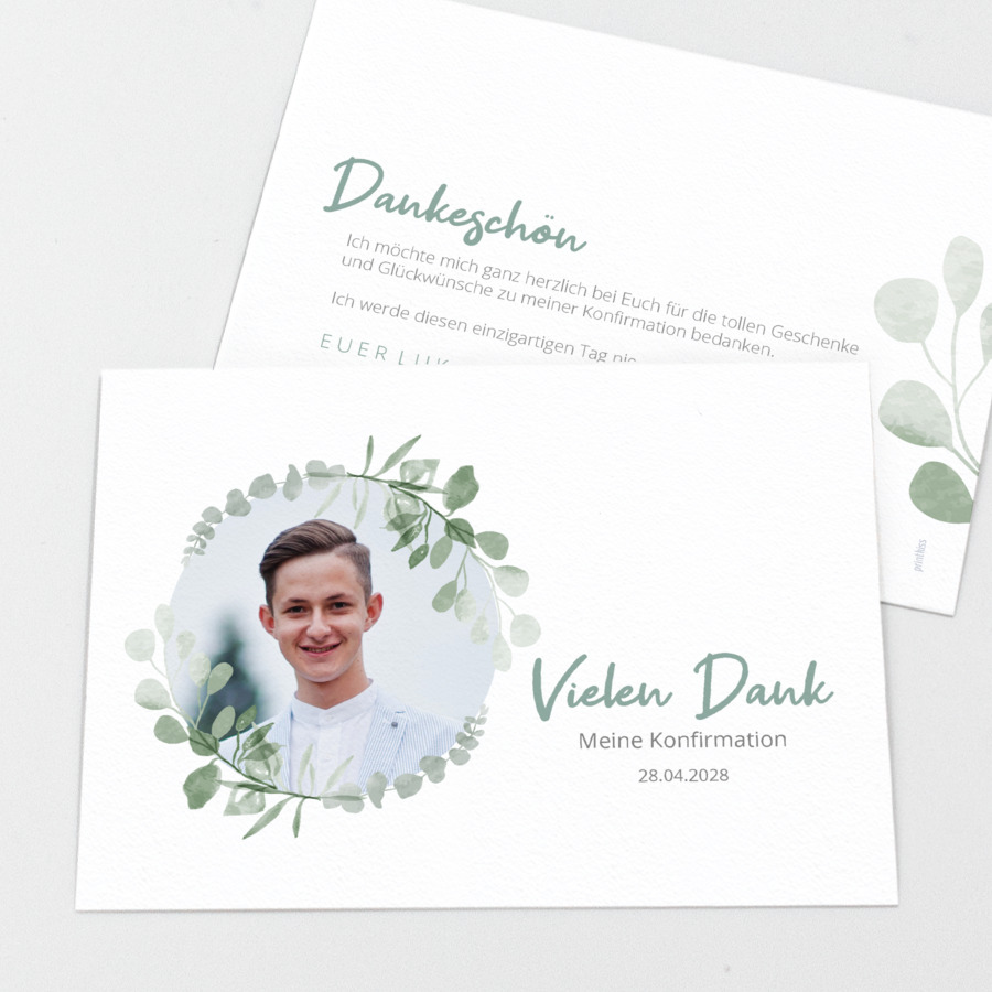 Elegant Leaves Danksagung Konfirmation