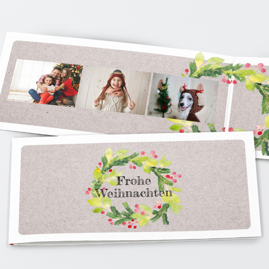 Aquarellkranz Weihnachtskarte