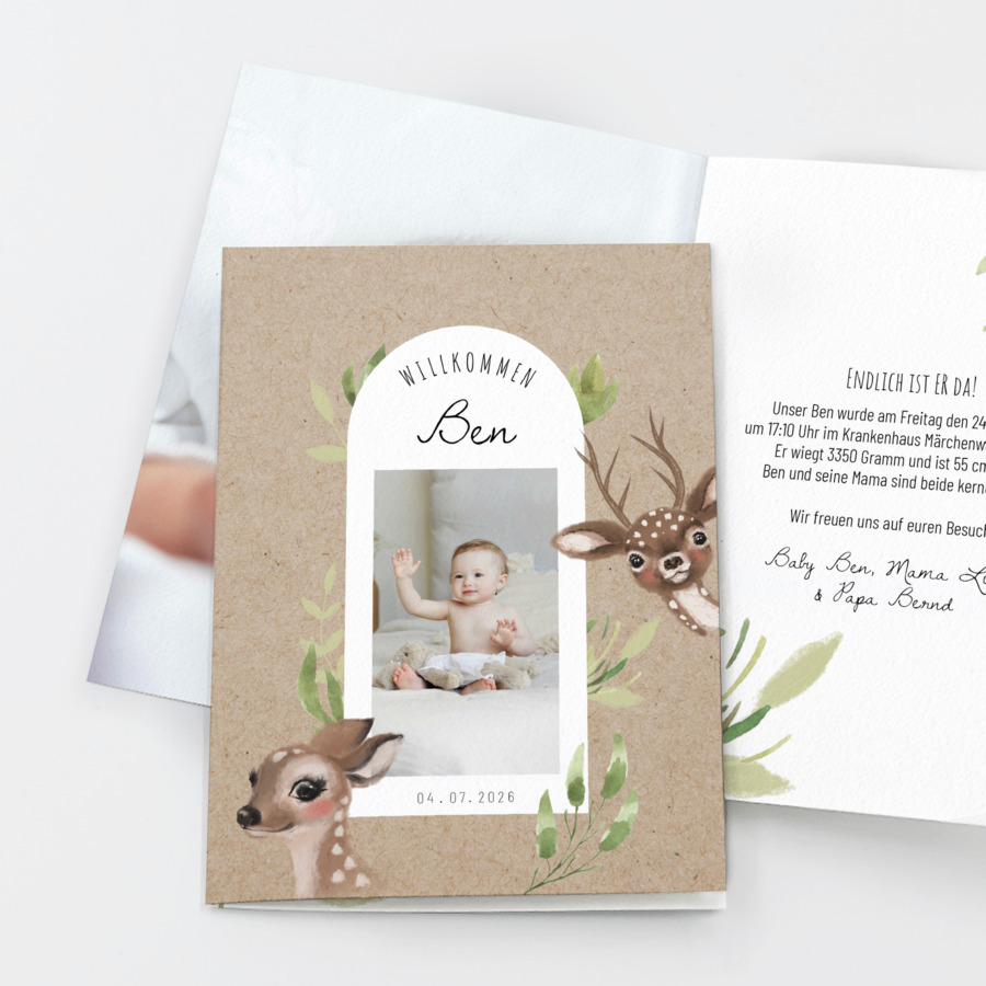 Bambi Geburtskarte Junge