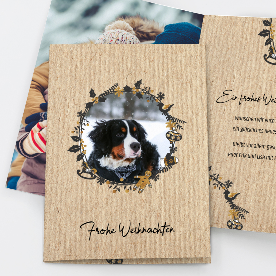 Blattkranz Weihnachtskarte