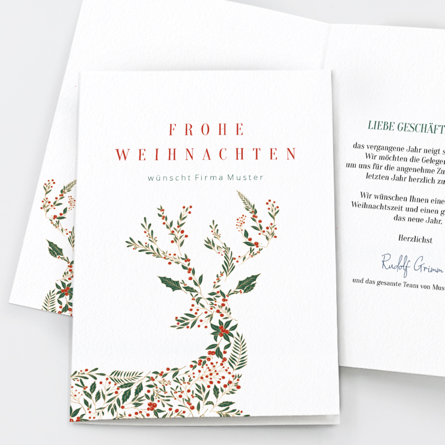 Deer of Leaves Weihnachtskarte