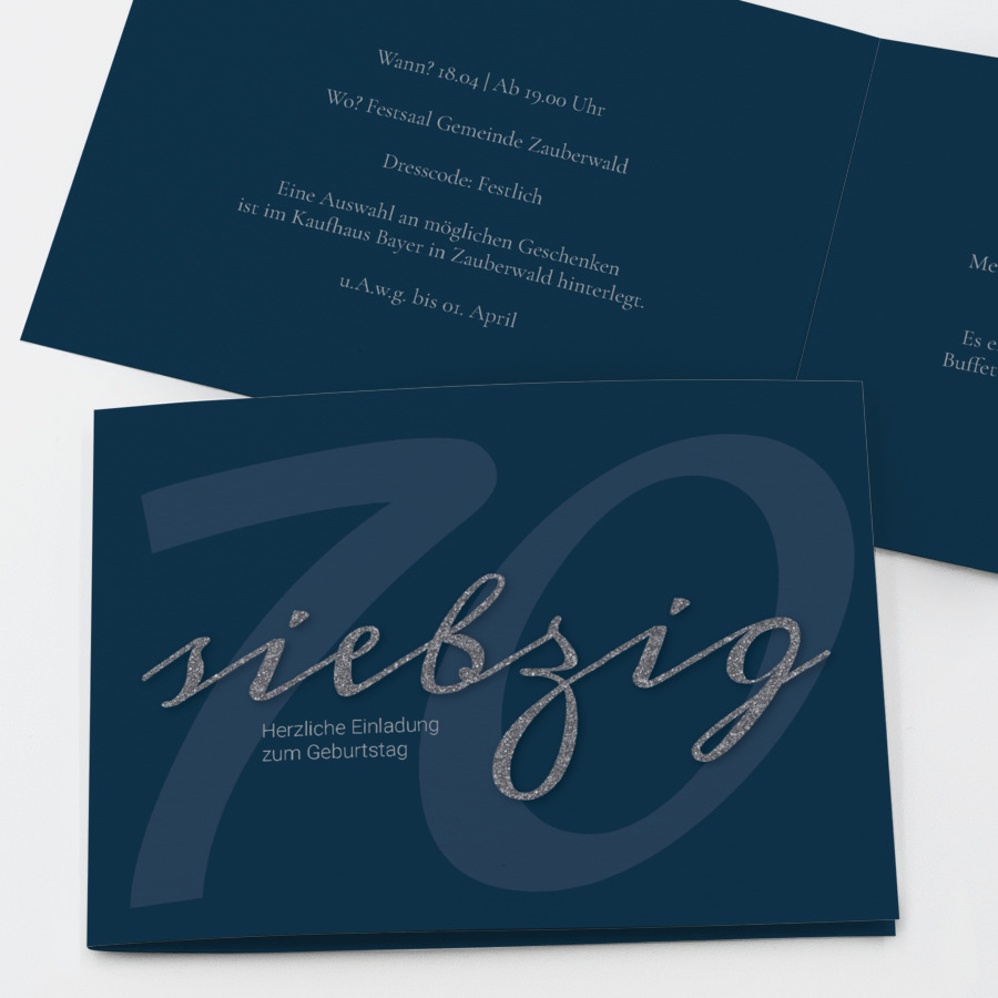 Elegante 70 Einladungskarte Geburtstag