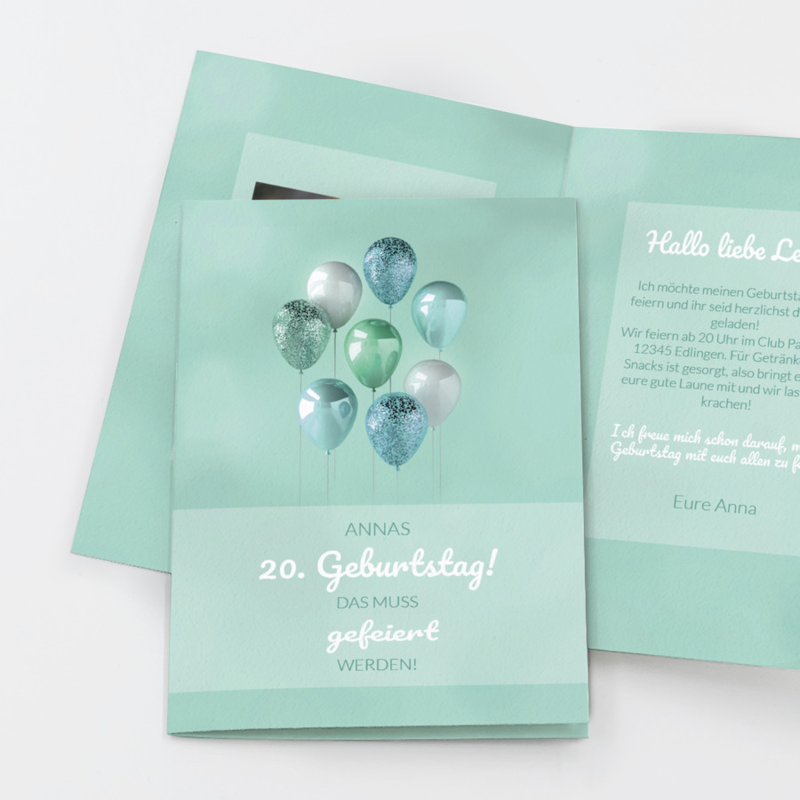 Luftballons Einladungskarte Kindergeburtstag