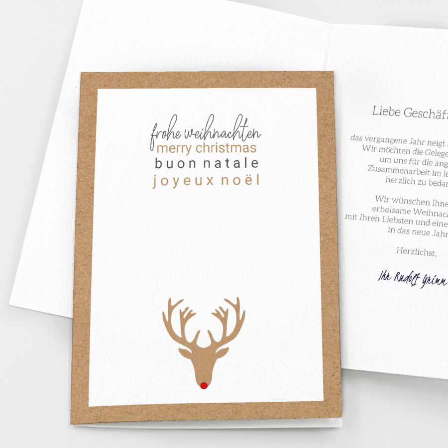 Natural Deer Geschäftliche Weihnachtskarte