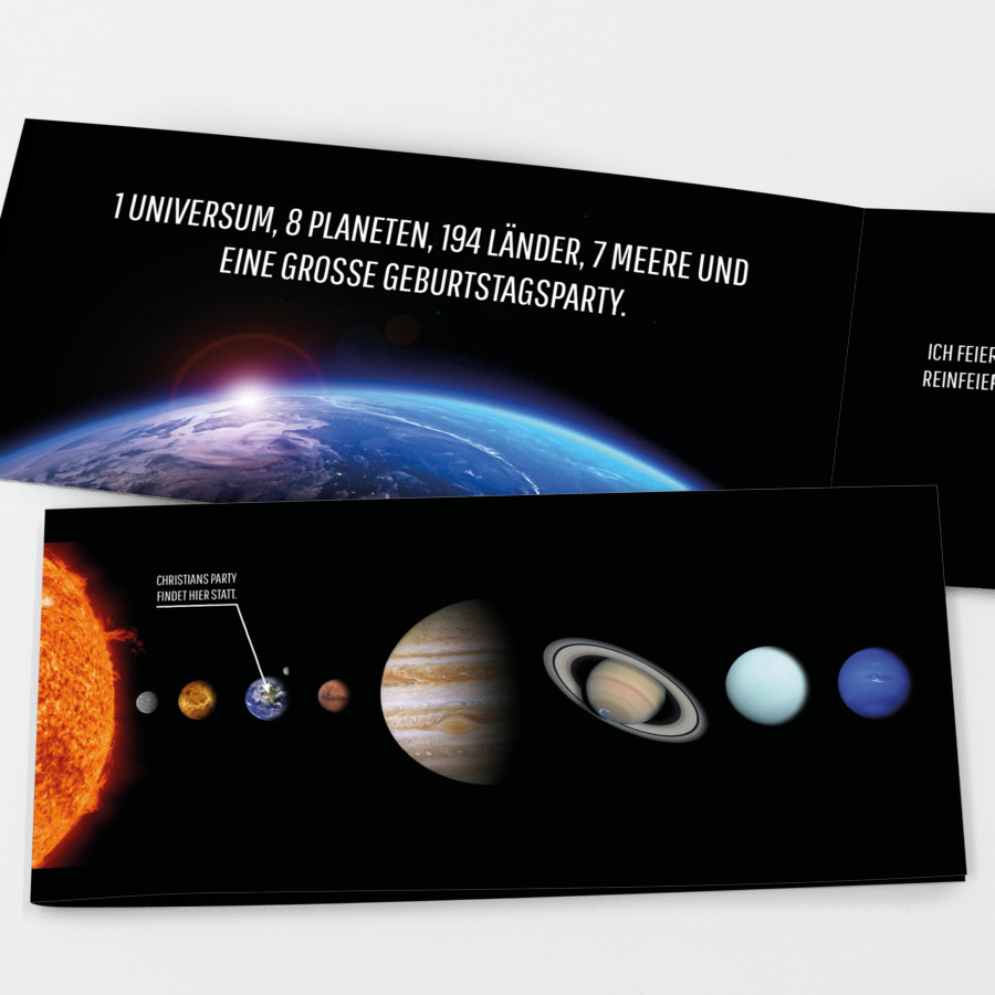 Planeten Einladungskarte Kindergeburtstag