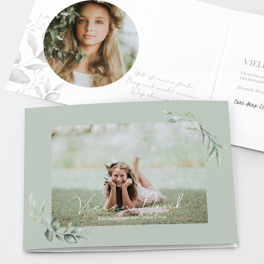 Soft Leaves Danksagung Konfirmation