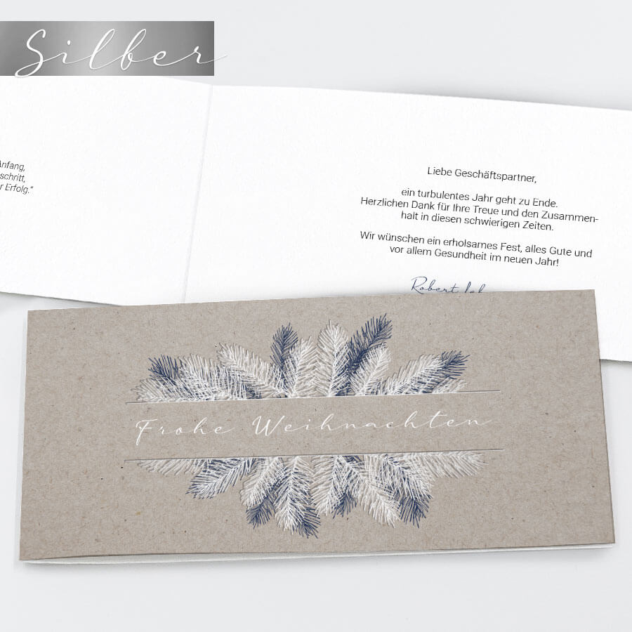Silberne Zweige Geschäftliche Weihnachtskarte