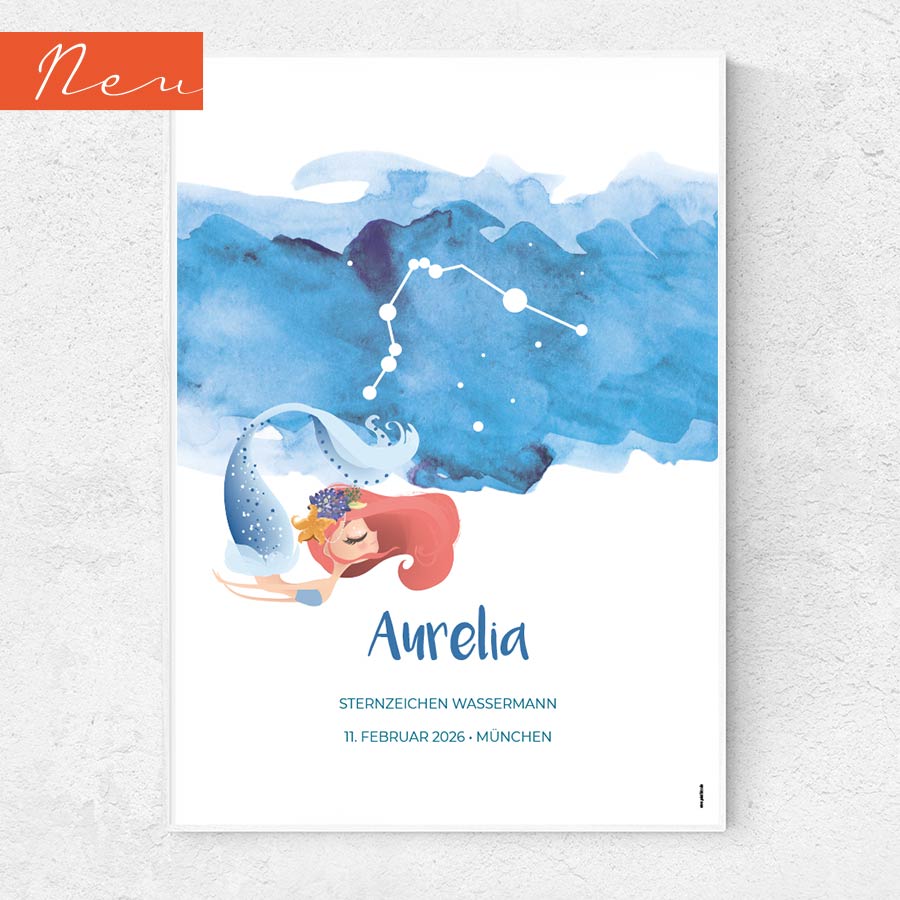 Sternzeichen Wassermann Weihnachtskarte