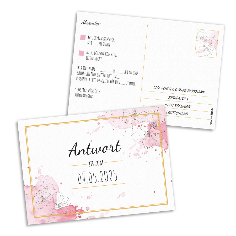 Sakura Antwortkarte Hochzeit