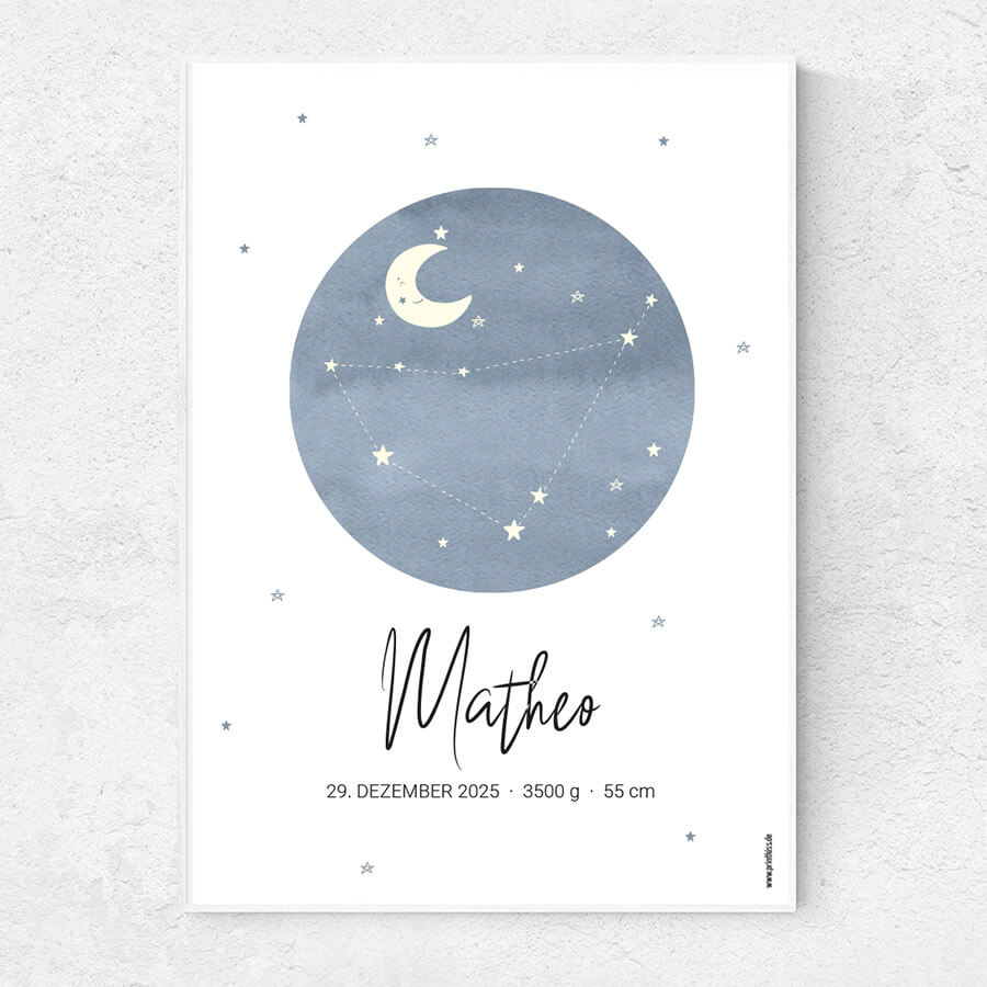 Sternzeichen Aquarell Steinbock Weihnachtskarte