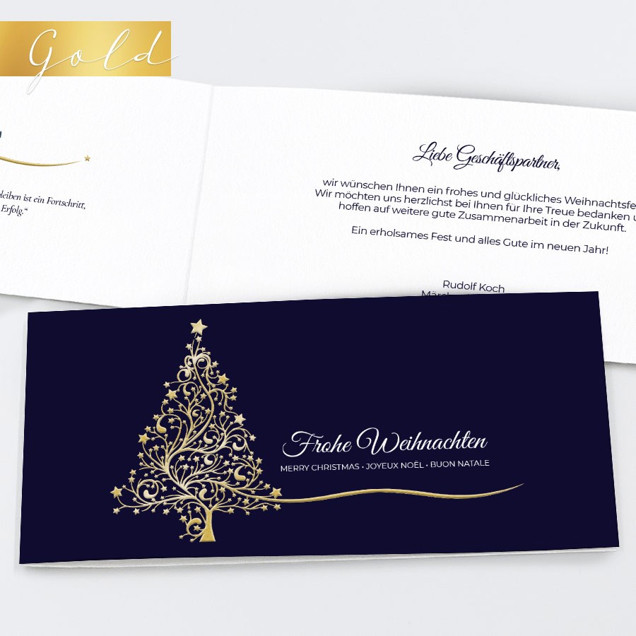Goldener Baum Geschäftliche Weihnachtskarte