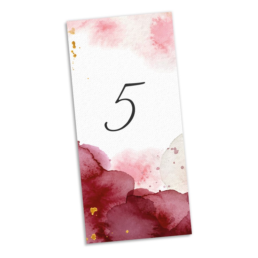Gouache Tischnummer Hochzeit