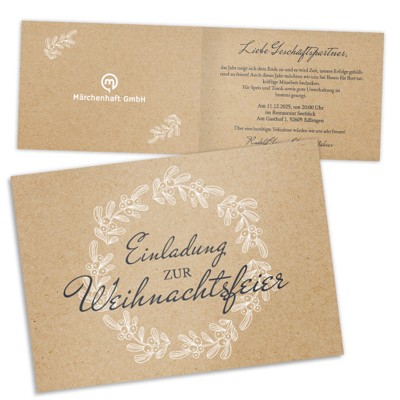 Beerenkranz Einladungskarte Weihnachtsfeier