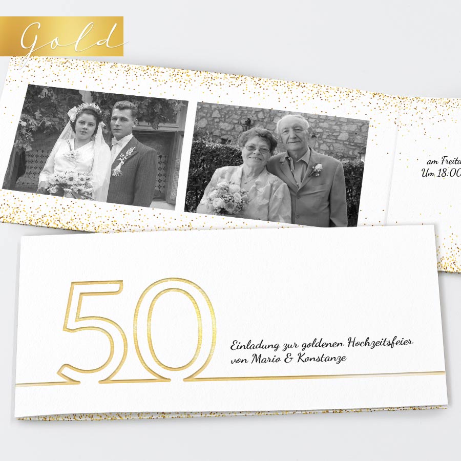 Goldene Jahre Einladungskarte Goldene Hochzeit