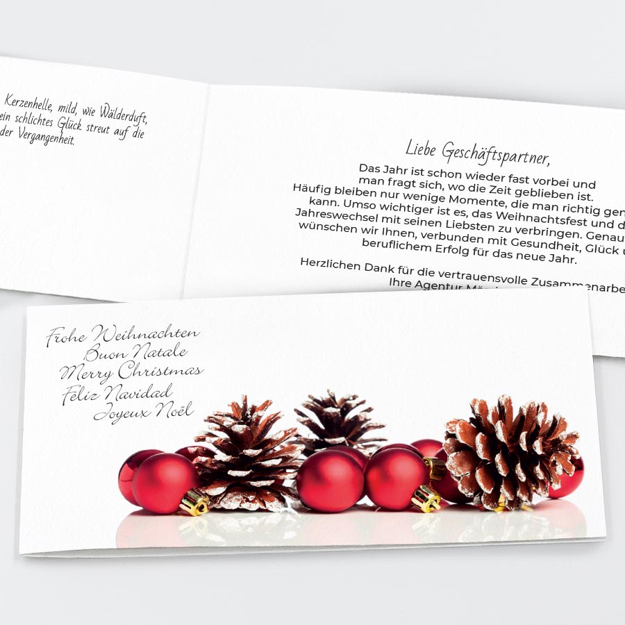 Tannenzapfen Geschäftliche Weihnachtskarte