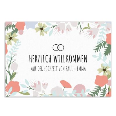 Blüten Willkommensschild Hochzeit
