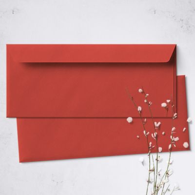 Umschlag für Lange Karte Rot, 220 x 110 mm Briefumschlag / Kuvert