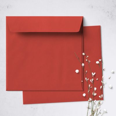 Umschlag für quadratische Karte Rot, 150 x 150 mm Briefumschlag / Kuvert