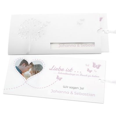 Zarte Schmetterlinge Hochzeitseinladung